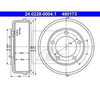 ATE 1x tambour de frein 24.0228-0004.1