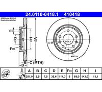 Disque de frein ATE 24.0110-0418.1, 1 pièce