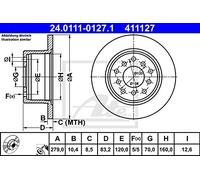 ATE 24.0111-0127.1 Rotor de Disque de Frein