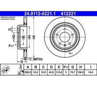 ATE 24.0112-0221.1 Disque de frein pour OPEL,VAUXHALL