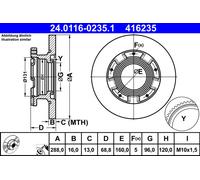 ATE 24.0116-0235.1 Disque de frein pour FORD