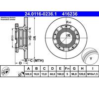 ATE 24.0116-0236.1 Disque de frein pour FORD