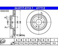 ATE 24.0117-0112.1 Disque de frein pour MITSUBISHI