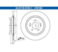 ATE 24.0118-0163.1 Disque de frein pour HYUNDAI