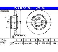 ATE 24.0122-0120.1 Disque de frein pour AUDI