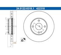 ATE 24.0122-0318.1 Disque de frein