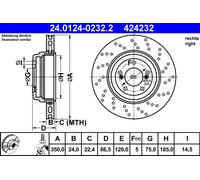 ATE 24.0124-0232.2 Disque de frein pour BMW