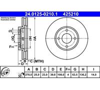 ATE Disque de frein 24.0125-0210.1 avant, ventilé, 1 pièce