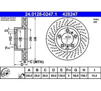 ATE 24.0128-0247.1 Disque de frein pour PORSCHE