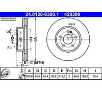 ATE 24.0128-0300.1 Disque de frein pour MERCEDES-BENZ