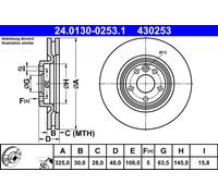 ATE 24.0130-0253.1 Disque de frein pour JAGUAR,LAND ROVER