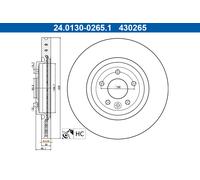 ATE 24.0130-0265.1 Disque de frein pour JAGUAR