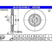 ATE 24.0132-0166.2 Disque de frein pour AUDI,VW