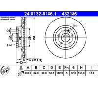 ATE 24.0132-0186.1 Disque de frein