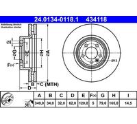 ATE 24.0134-0118.1 Disque de frein pour LAND ROVER
