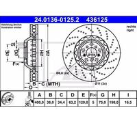 ATE 24.0136-0125.2 Disque de frein