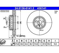ATE 24.0136-0141.2 Disque de frein pour BMW