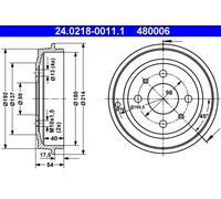 ATE 24.0218-0011.1 Tambour de frein pour FIAT,FORD,LANCIA