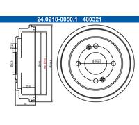 ATE 24.0218-0050.1 Tambour de frein pour KIA