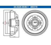 2x Tambour de frein 24.0220-0049.1 ATE