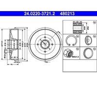 ATE 24.0220-3721.2 Tambour de frein pour DACIA,RENAULT