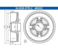 ATE 24.0220-3753.2 Tambour de frein