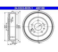 ATE 24.0222-8035.1 Tambour de frein pour FORD