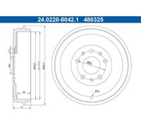 ATE 24.0222-8042.1 Tambour de frein pour FIAT,OPEL,VAUXHALL