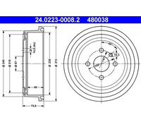 ATE 24.0223-0008.2 Tambour de frein pour OPEL,VAUXHALL