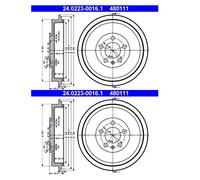 ATE 24.0223-0016.1 Tambour de Frein Arrière pour Skoda Octavia I