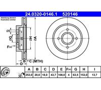ATE 24.0320-0146.1 Disque de frein pour FORD