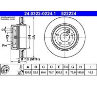 ATE 24.0322-0224.1 Disque de frein pour BMW