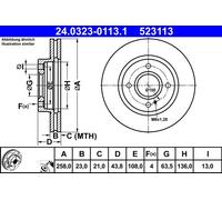 ATE 24.0323-0113.1 Disque de frein pour FORD
