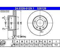 ATE 24.0328-0129.1 Disque de frein pour NISSAN,OPEL,RENAULT