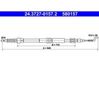 ATE 24.3727-0157.2 Tirette à câble, frein de stationnement pour VW