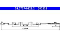 ATE Câble de frein à main Câble De Frein à Main 24.3727-0228.2 arrière 1255mm