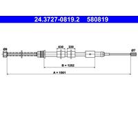 ATE 24.3727-0819.2 Tirette à câble, frein de stationnement pour PEUGEOT