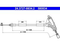 ATE 24.3727-0834.2 Câble de frein à main