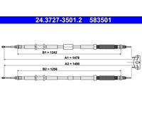 ATE 24.3727-3501.2 Tirette à câble, frein de stationnement pour OPEL,VAUXHALL