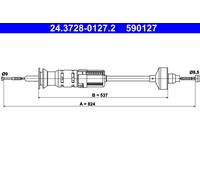 ATE 24.3728-0127.2 Tirette à câble, commande d'embrayage pour VW