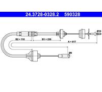 ATE 24.3728-0328.2 Tirette à câble, commande d'embrayage pour CITROËN,PEUGEOT