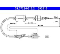 ATE 24.3728-0516.2 Câble d'embrayage