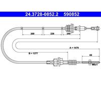 ATE Câble d'embrayage 24.3728-0852.2 pour Citroën C1 / Peugeot 107