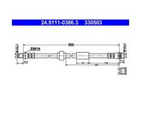 Flexible de frein 24.5111-0386.3 ATE pour RENAULT NISSAN OPEL