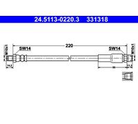 ATE 24.5113-0220.3 Flexible de frein pour AUDI
