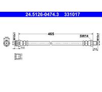 Flexible de frein 24.5126-0474.3 ATE pour MERCEDES-BENZ CLASSE A