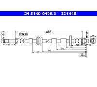 ATE 24.5140-0495.3 Flexible de frein pour AUDI