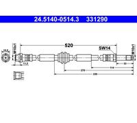 ATE 24.5140-0514.3 Flexible de frein pour VW