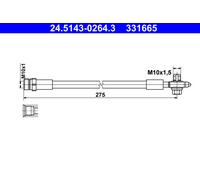 ATE 24.5143-0264.3 Flexible de frein pour SEAT,SKODA