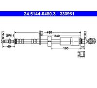 ATE 24.5144-0480.3 Flexible de frein pour CITROËN,DS,PEUGEOT